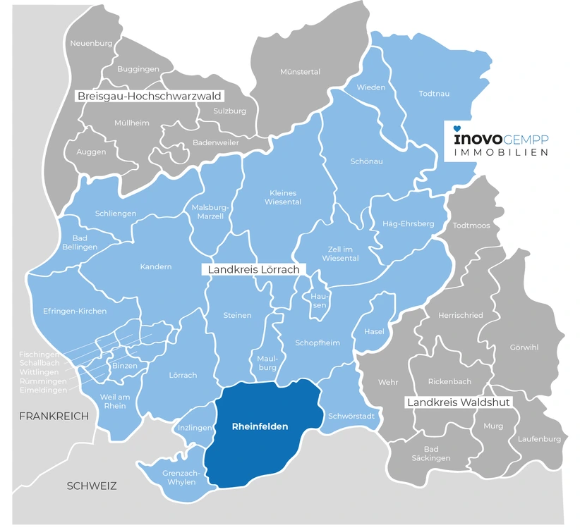 Karte vom Landkreis Rheinfelden