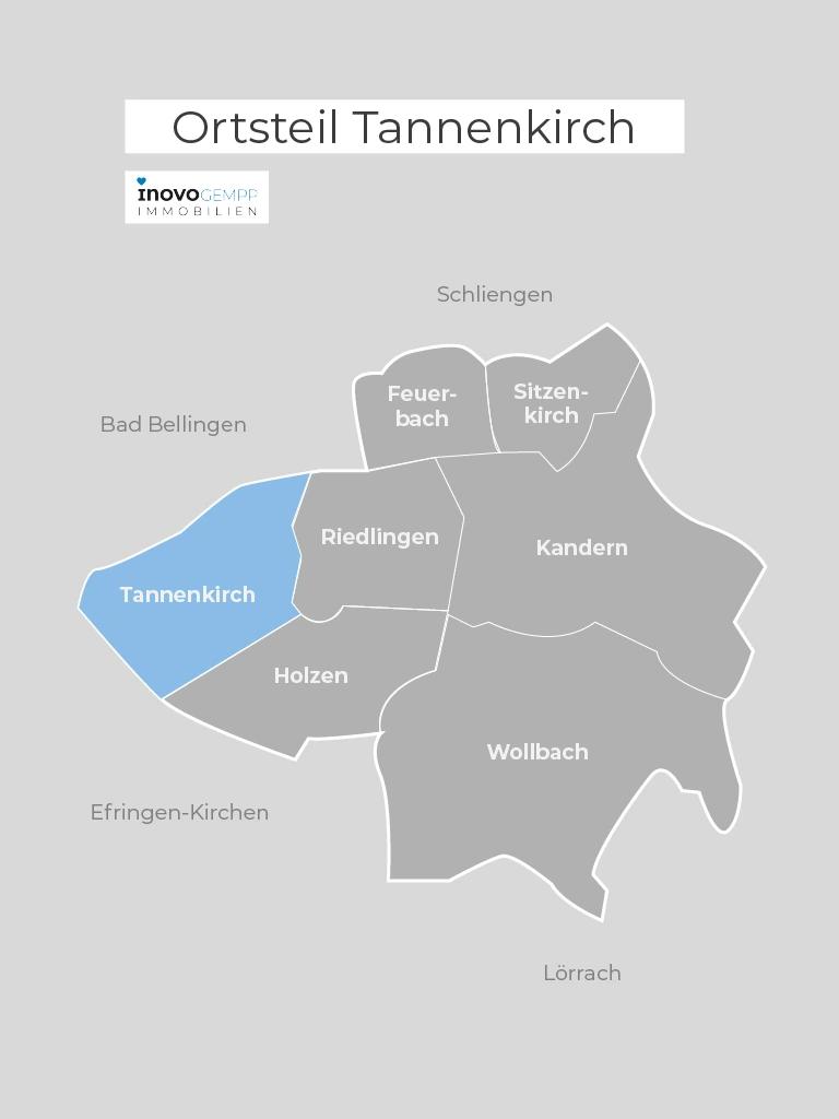Landkarte von Kandern mit dem Ortsteil Tannenkirch