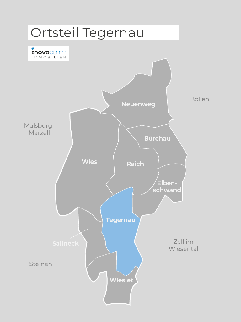 Landkarte Ortschaft Tegernau