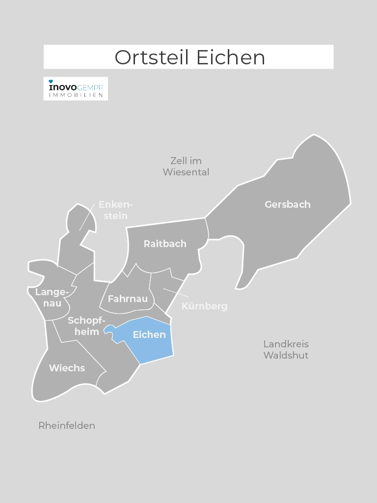Landkarte Schopfheim mit dem Ortsteil Eichen
