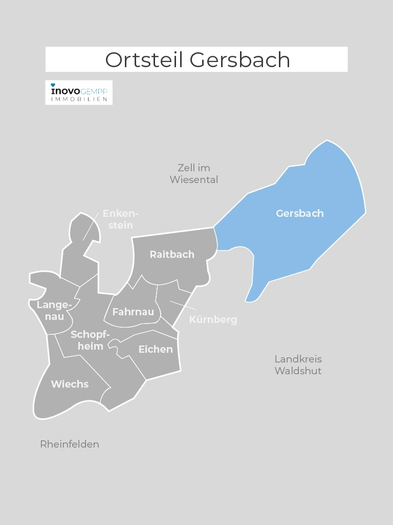 Karte von Schopfheim mit dem Ortsteil Gersbach