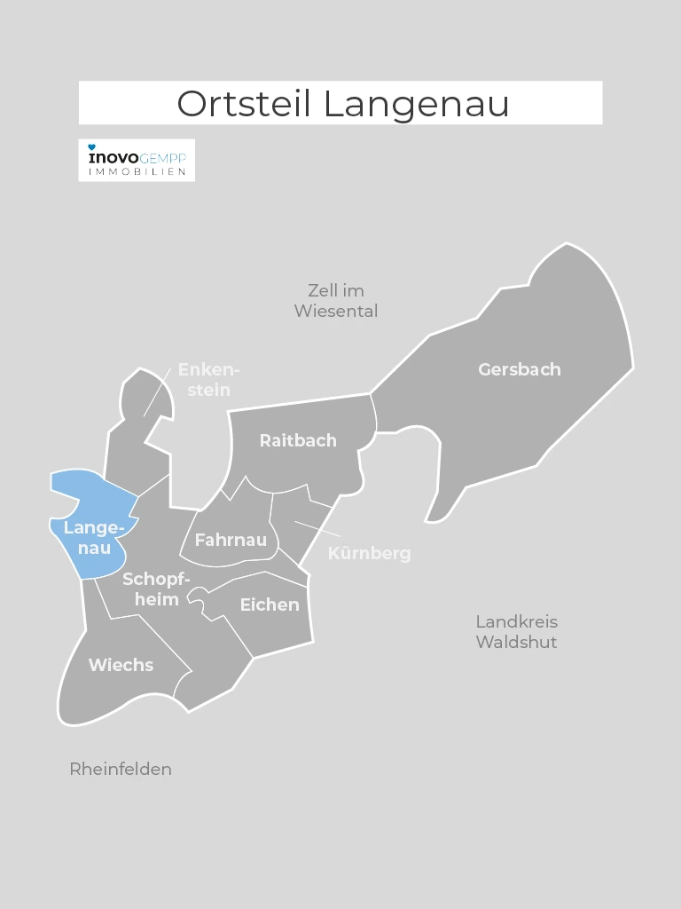 Landkarte von Schopfheim mit dem Ortsteil Langenau