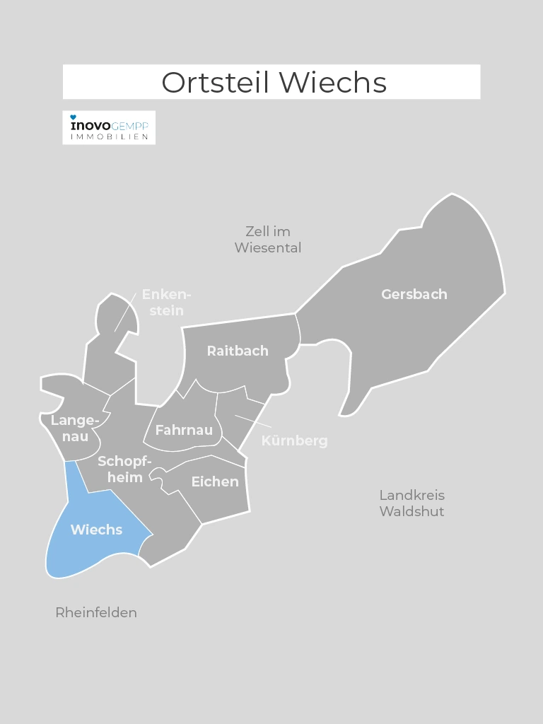 Landkarte von Schopfheim mit dem Ortsteil Wiechs