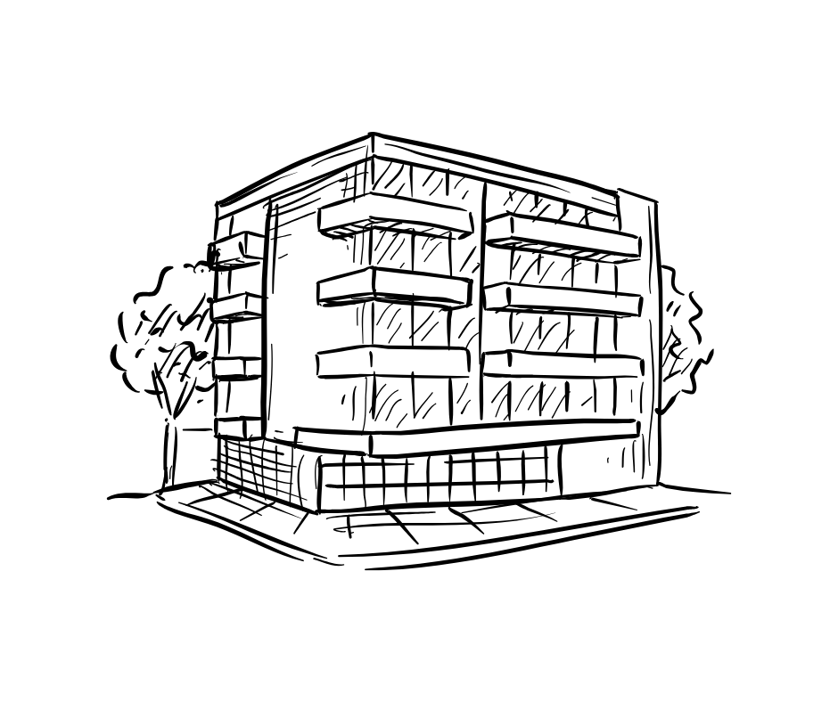 Icon für eine Wohnung in einem Gebäudekomplex als Symbol zum Wohnung kaufen