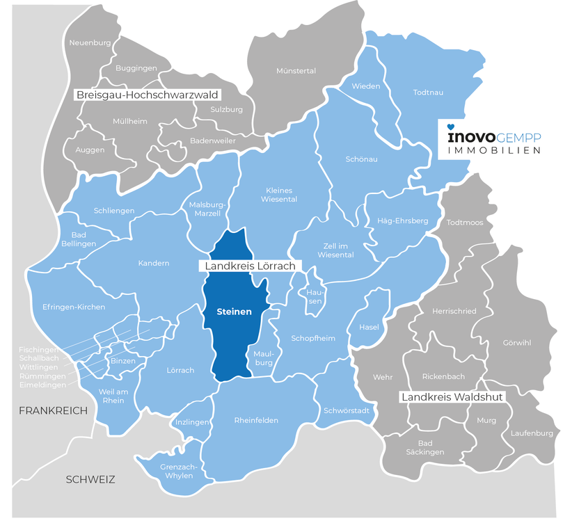 Karte von Steinen im Landkreis Loerrach