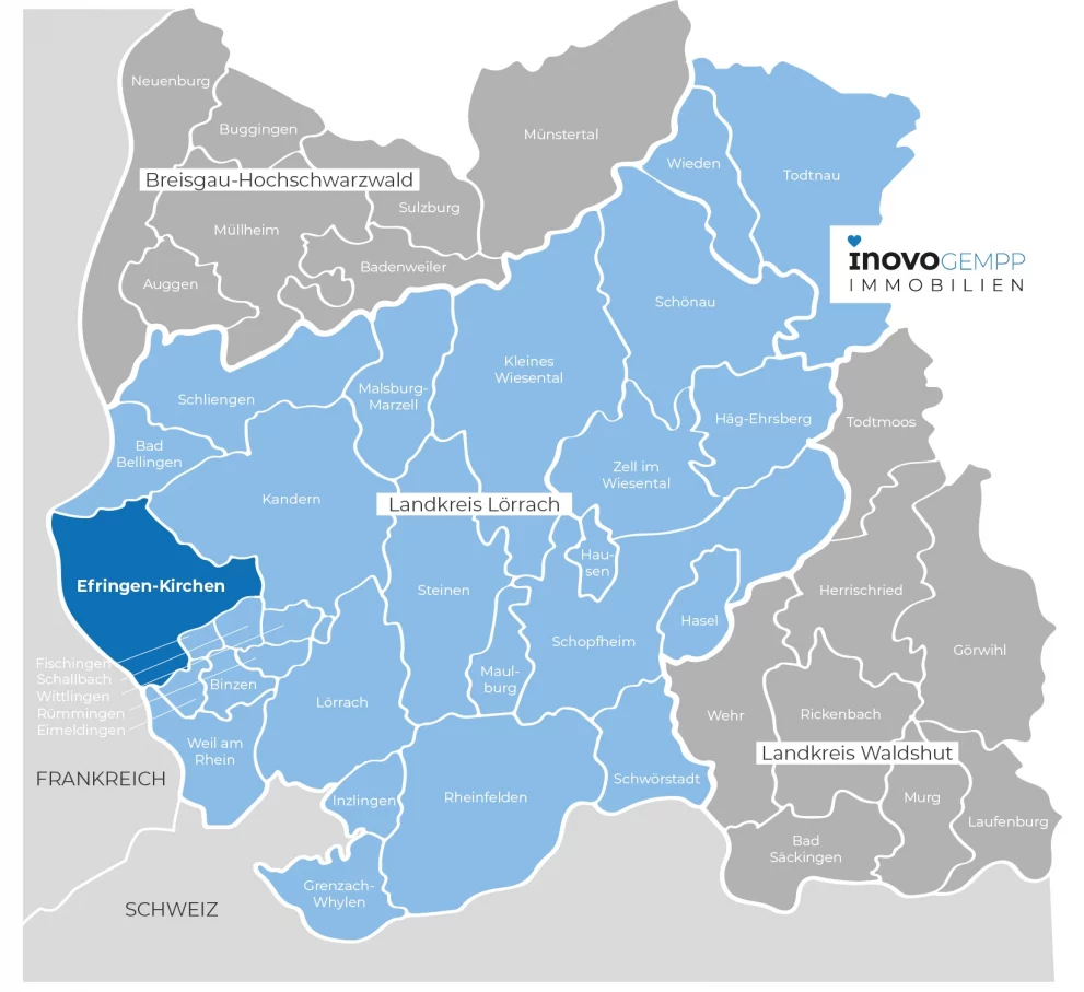 Efringen-Kirchen Lage im Landkreis Lörrach