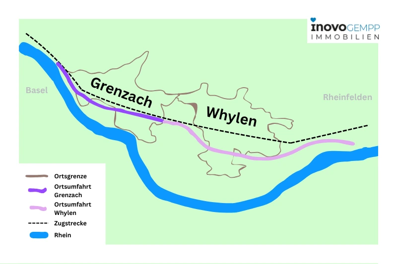 Karte zum Ausbau der B34 in Grenzach-Whylen