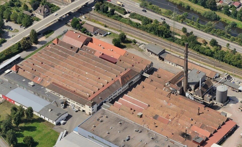Luftaufnahme des Lauffenmühle-Areals in Lörrach
