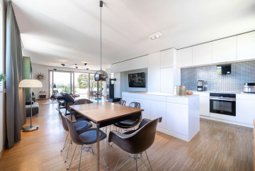 Wohnküche - Penthouse-Traum “BASEL VIEW”: 4 Zimmer im 9. OG mit luxuriöser Ausstattung u. Panorama-Dachterrasse